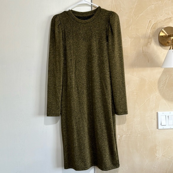 NWT Gap Puff Sleeve Metallic Midi Dress - Picture 4 of 5